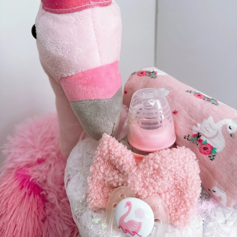 Flamingo Diaper Cake, Baby Shower Gift